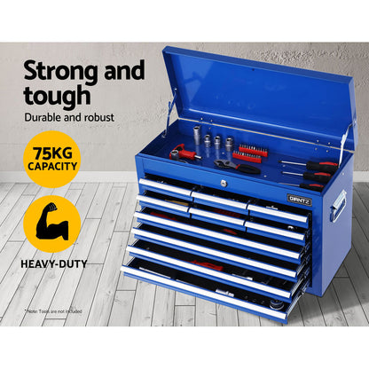 Giantz 10 Drawer Tool Box Cabinet Chest Toolbox Storage Garage Organiser Blue