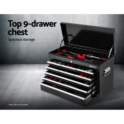 Giantz 16 Drawer Tool Box Cabinet Chest Trolley Toolbox Garage Storage Black