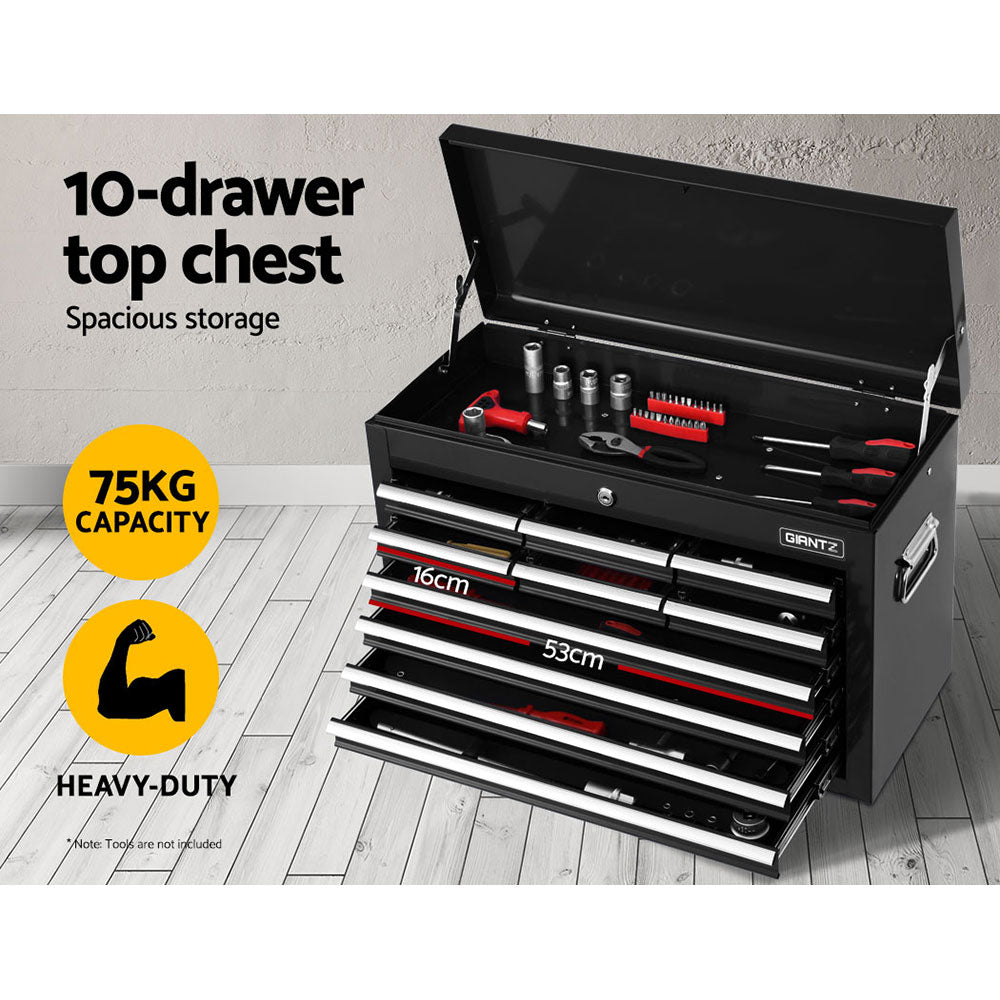Giantz 17 Drawer Tool Box Cabinet Chest Trolley Toolbox Garage Storage Box Black