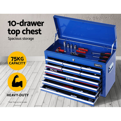 Giantz 17 Drawer Tool Box Cabinet Chest Trolley Toolbox Garage Storage Box Blue