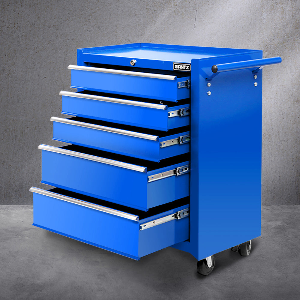 Giantz 5 Drawer Tool Box Cabinet Chest Trolley Box Garage Storage Toolbox Blue