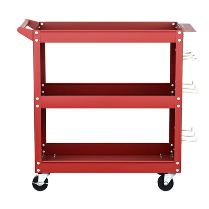 Giantz 3-Tier Tool Cart Storage Trolley Workshop Garage Pegboard Hooks Red