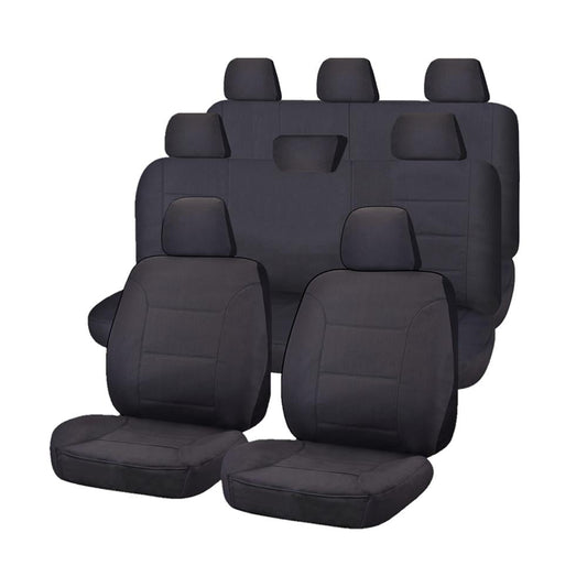 Seat Covers for TOYOTA LANDCRUISER 200 SERIES GXL - 60TH ANNIVERSARY VDJ200R-UZJ200R-URJ202R 11/2008 - ON 4X4 SUV/WAGON 8 SEATERS FMR CHARCOAL ALL TERRAIN