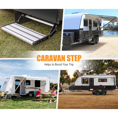 200KG Heavy Duty Caravan Step Folding Pull Out Portable RV Camper Trailer Tools