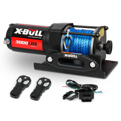 X-BULL 12V Electric Winch 3000LB ATV Winch Boat Trailer Winch Synthetic Rope