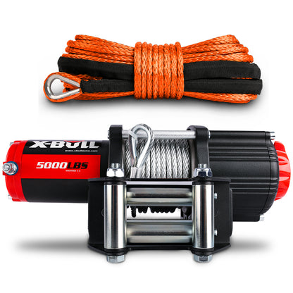 X-BULL 12V Electric Winch 5000LBS Wireless Steel Cable ATV Boat With 13M Synthetic Rope