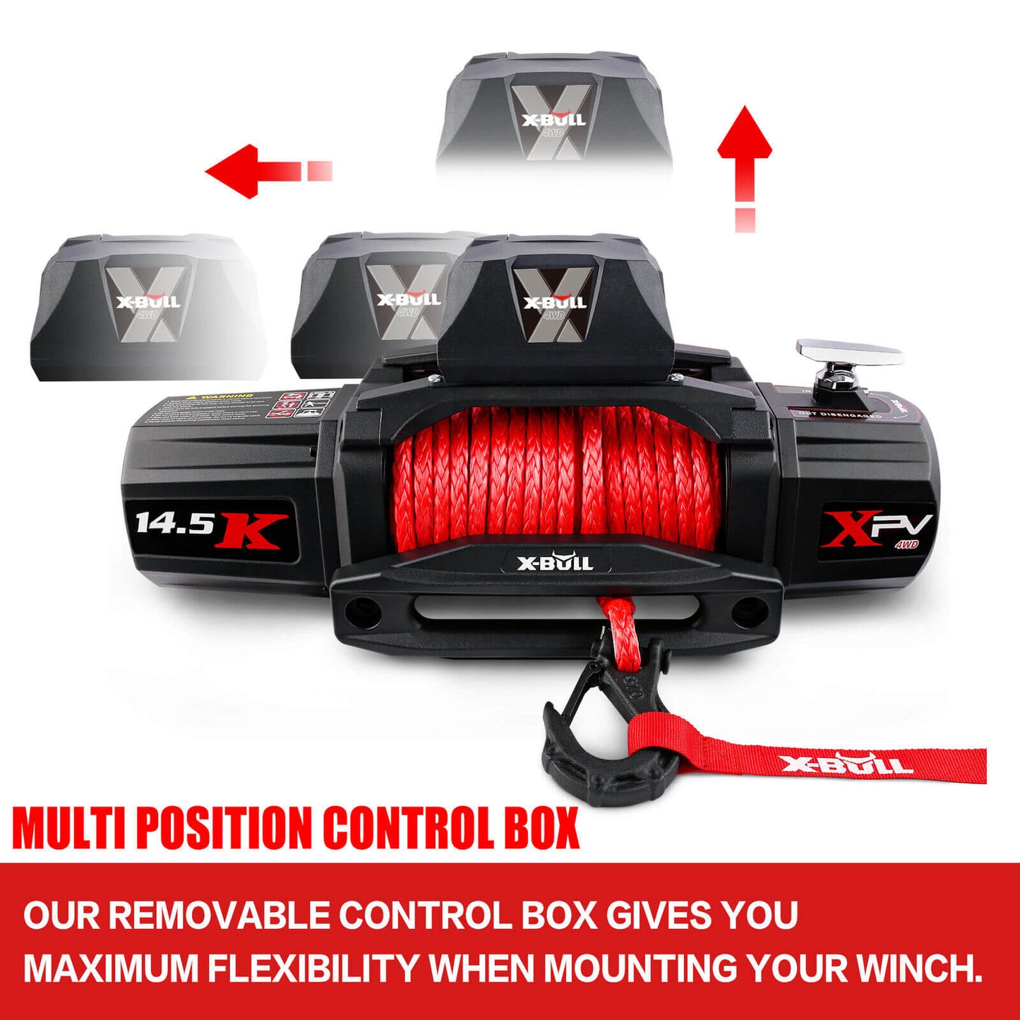 X-BULL 4x4 Electric Winch 12V 14500LBS synthetic rope with winch mounting plate