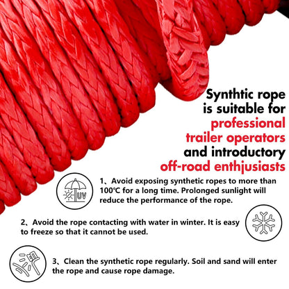 X-BULL 12V Electric Winch 14500LBS synthetic rope with winch cover