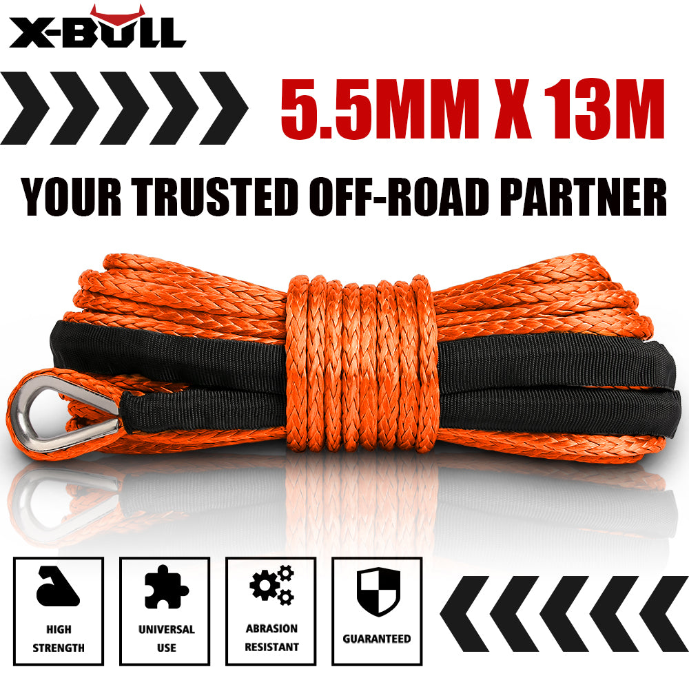 X-BULL 12V Electric Winch 4500LB Winch Boat Trailer Steel Cable With 5.5MX13M Synthetic Rope Orange