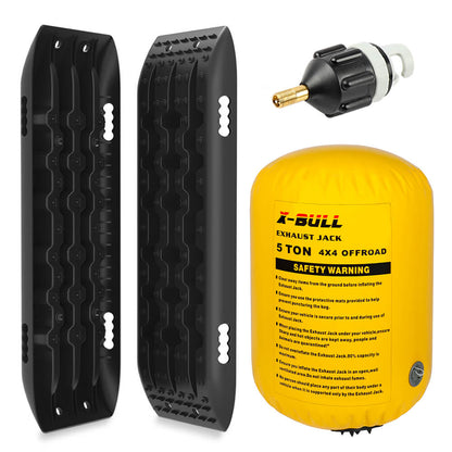 X-BULL Exhaust Jack Air Bag Jack With 2PCS Recovery Tracks Boards 4WD 4X4 Gen2.0 Black