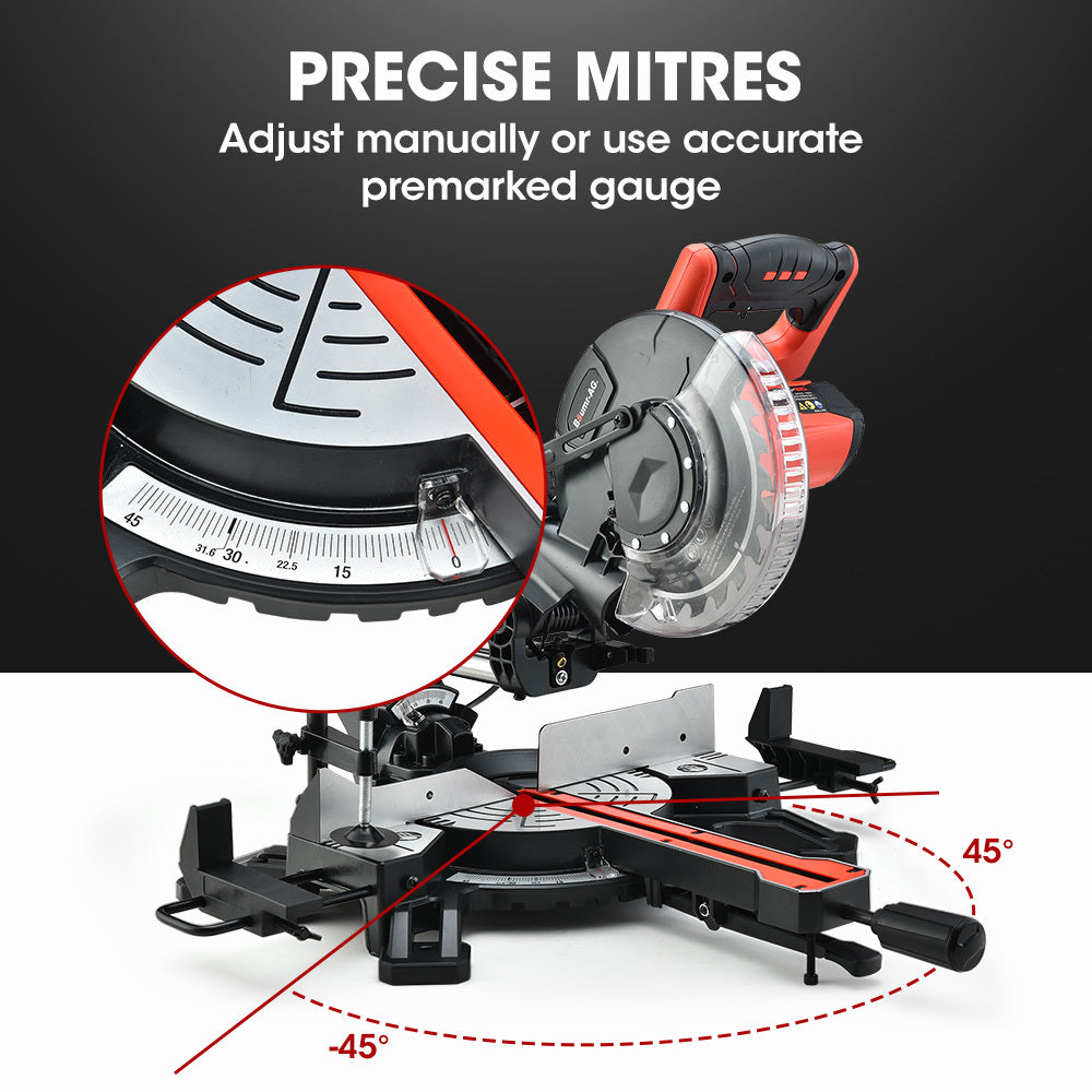 BAUMR-AG 210mm Sliding Compound Mitre Drop Saw and Adjustable Stand Combo