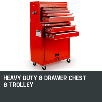 BULLET 8 Drawer Tool Box Cabinet Chest Storage Toolbox Garage Organiser Set