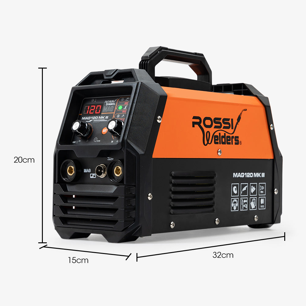 ROSSI 120 Amp Portable Inverter MMA MAG Gasless Lift-Arc Welder