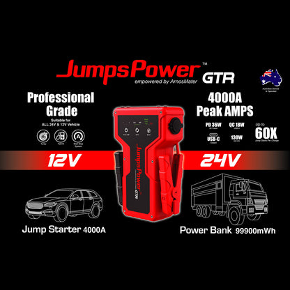 JumpsPower GTR 4000A Jump Starter 12V Powerbank 99900mWh 24V Pro Car Battery Charger LED