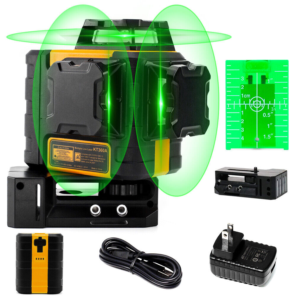KAIWEETS KT360A Green Laser Level 3 X 360° Rotary Self Leveling with 1 Rechargeable Battery