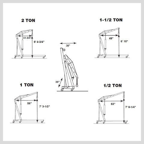 Engine Crane 2 Ton Hydraulic Hoist Folding Shop Mobile Lifter Workshop Lift