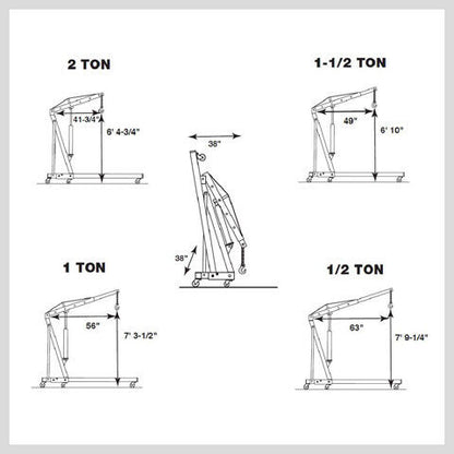 Engine Crane 2 Ton Hydraulic Hoist Folding Shop Mobile Lifter Workshop Lift