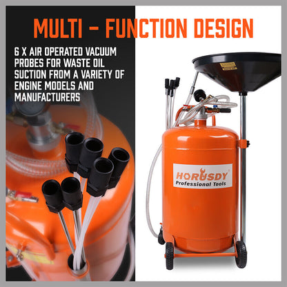 HORUSDY 80L Waste Oil Drainer Pneumatic Fluid Collection Workshop with Extractor