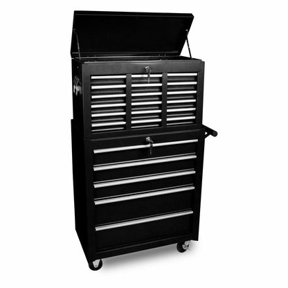 15-Drawer Tool Box Trolley Cabinet - Lockable Storage Cart Garage Toolbox Organizer System